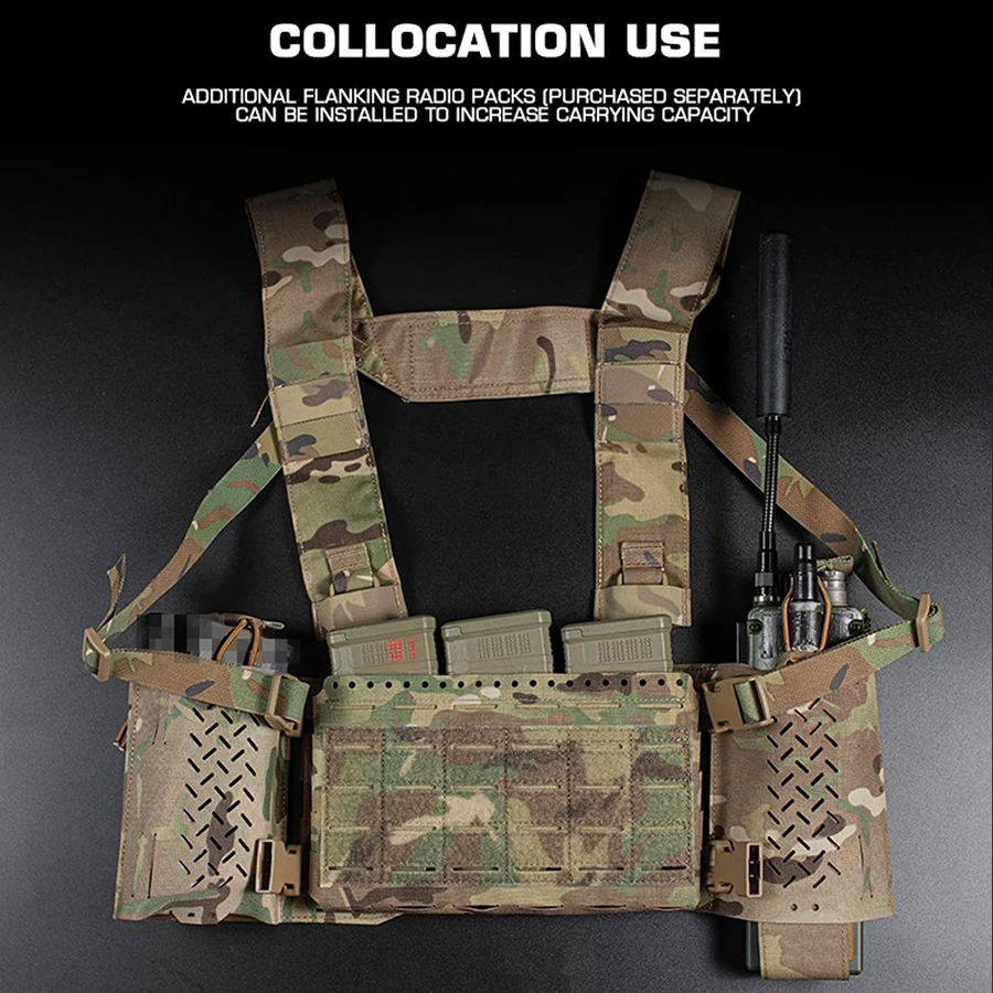 Airsoft-chaleco táctico MK5, equipo militar para el pecho, bolsa Triple para revistas, sistema Molle, para caza, portador de placa, 5,56 - imagen 5