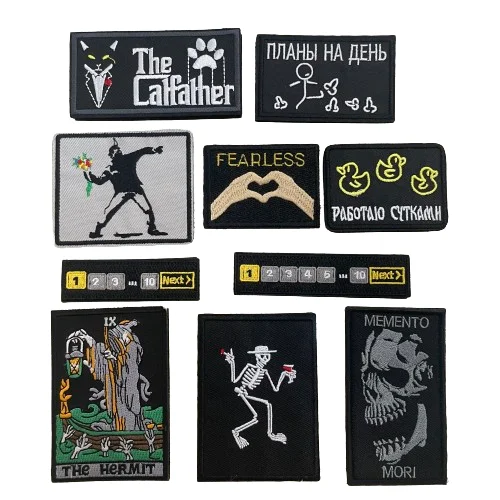 Parches tácticos del ermitaño, bordado de gancho y bucle, insignia militar, brazalete, pegatinas para mochila