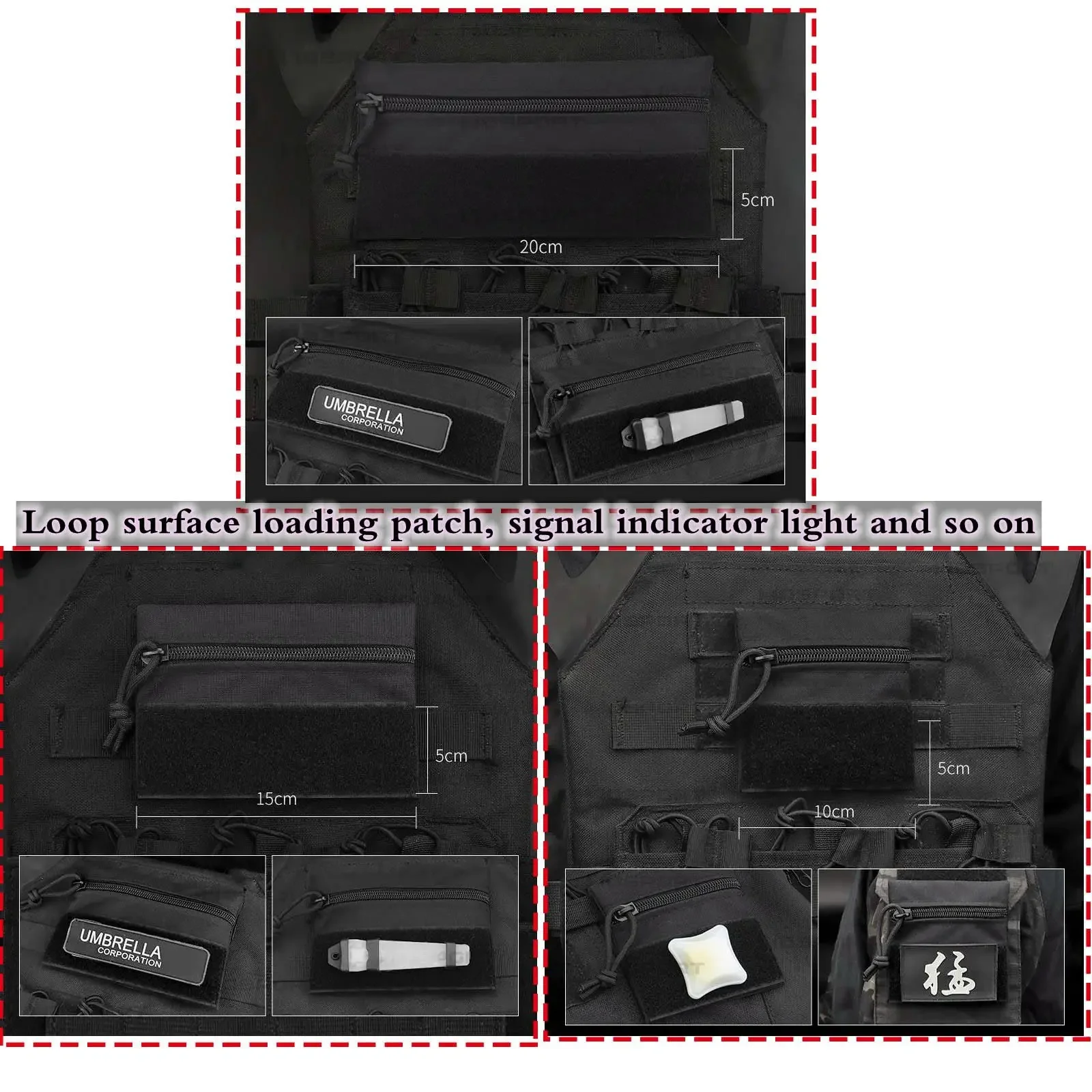 Bolsas tácticas para dulces, bolsas colgantes para chaleco MK3 MK4, paquete de accesorios de extensión para el pecho, bolsa para aperitivos con cremallera de utilidad, 3 unids/set - imagen 4