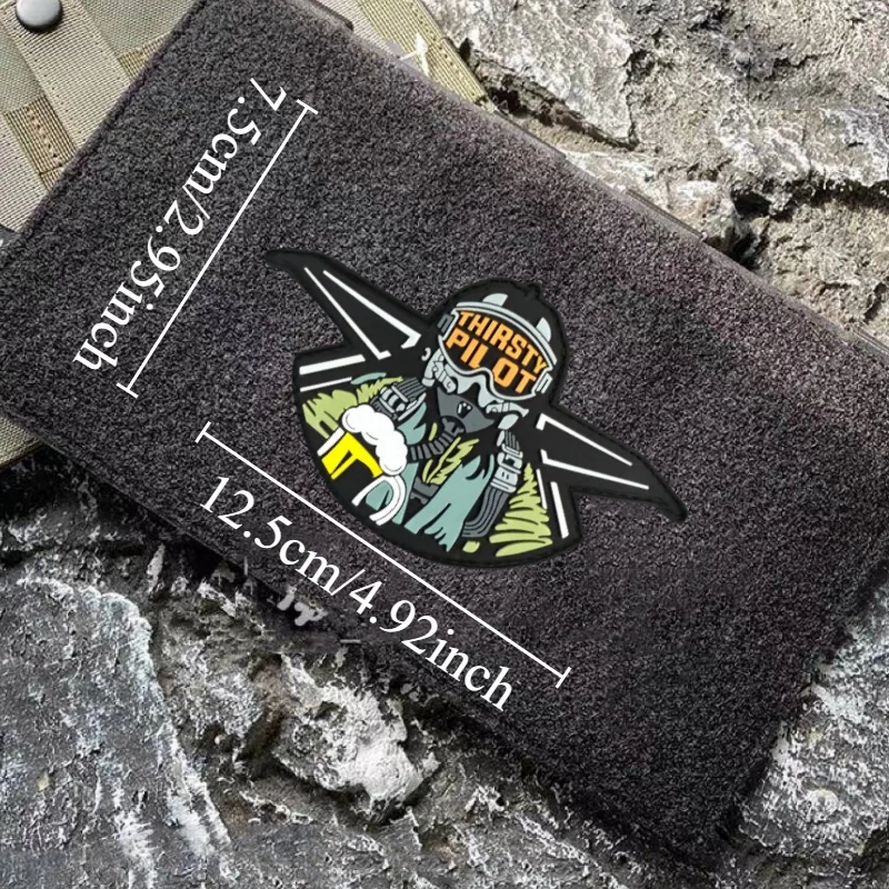 Parche "Thirsty Pilot Air Force", insignia de moral táctica, gancho y bucle de PVC, mochila, decoración de ropa, accesorio, pegatina, brazalete - imagen 4