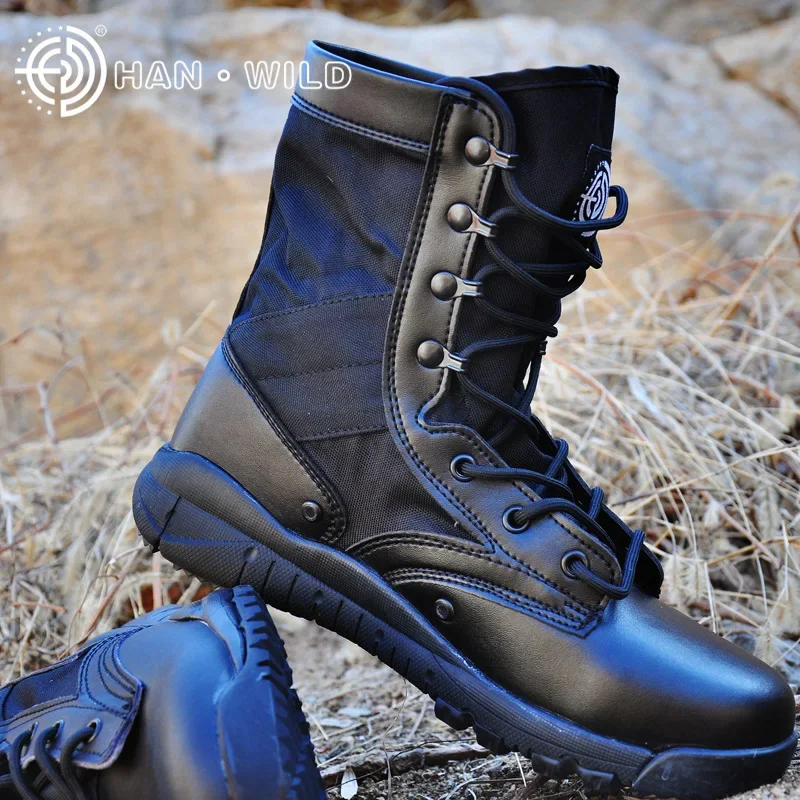 Zapatos de senderismo al aire libre para hombre y mujer, botas tácticas militares ligeras de lona impermeables, bota de escalada para acampar - imagen 5