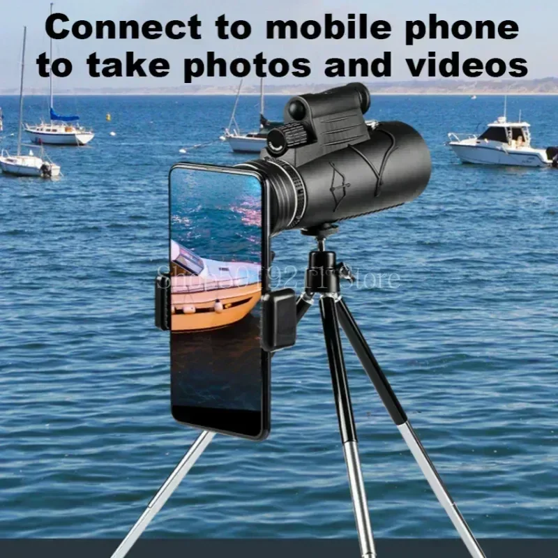 Telescopio Monocular potente con ZOOM HD, binoculares portátiles de largo alcance, para caza y Camping, con trípode y Clip para teléfono, 50x60 - imagen 3