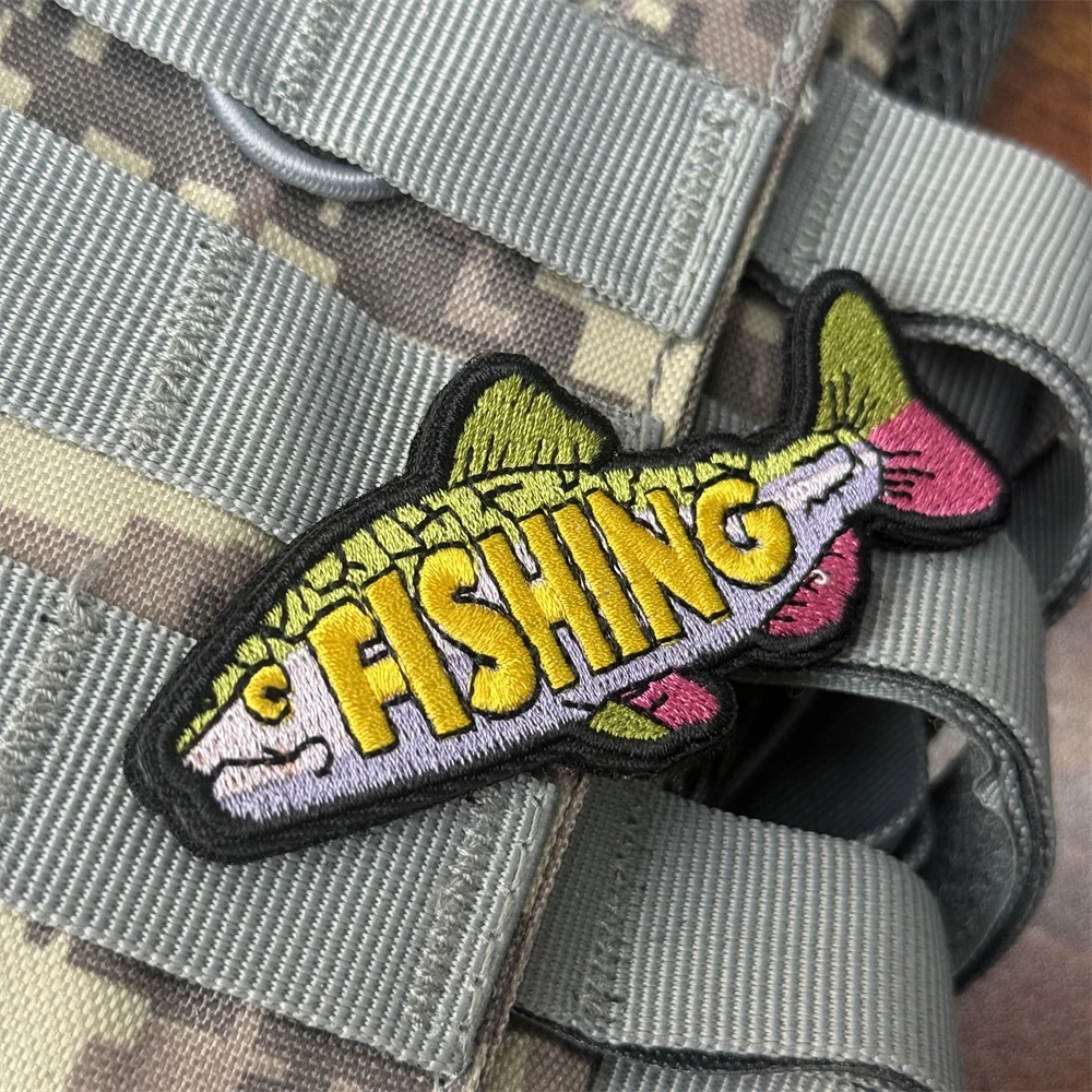 Parche táctico bordado pesca con velcro para brazalete mochila