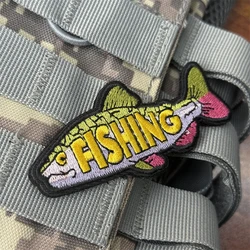 Parche táctico bordado pesca con velcro para brazalete mochila