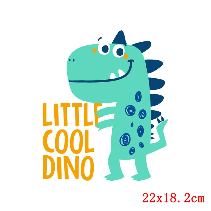 Parches de transferencia de calor para ropa, pegatinas térmicas de animales de dibujos animados, estilo Rock, dinosaurio - imagen 5