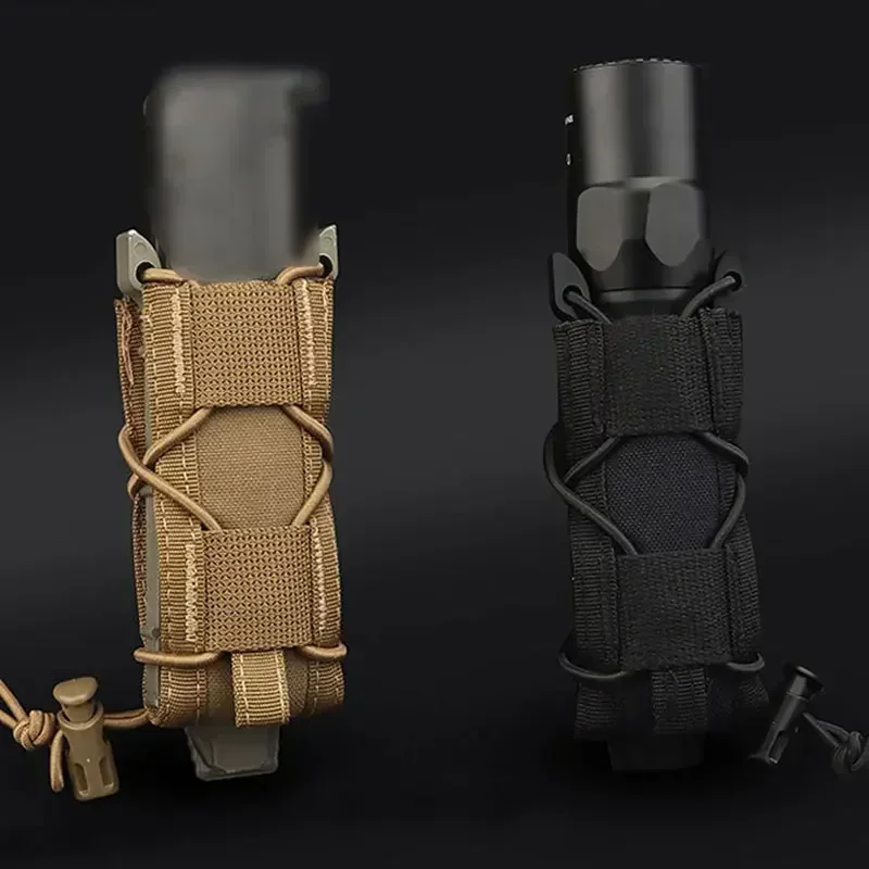 Bolsa para revistas de 9MM, bolsa táctica Molle para pistola individual, bolsa para linterna, soporte para linterna, funda para cuchillo de caza Airsoft para tiro - imagen 4