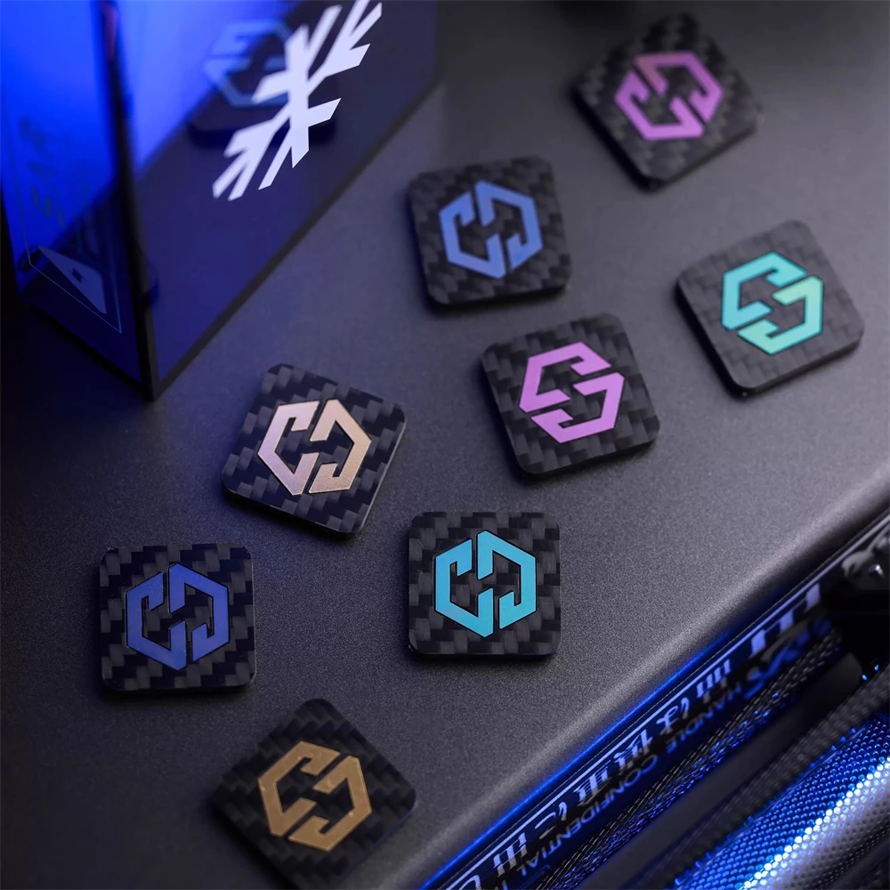 Mini brazalete con apliques cuadrados para decoración de ropa y bolso, parche con logotipo táctico de titanio con incrustaciones de fibra de carbono de 1 pulgada - imagen 3