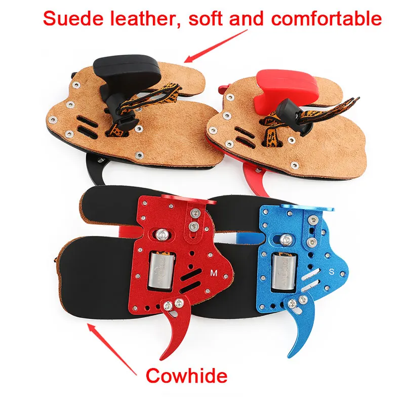 Lengüeta de dedo de tiro con arco, Protector de dedo de cuero de vaca, almohadilla de protección de cuero de gamuza suave RH, arco recurvo, tiro de caza, S/M/L/XL - imagen 3