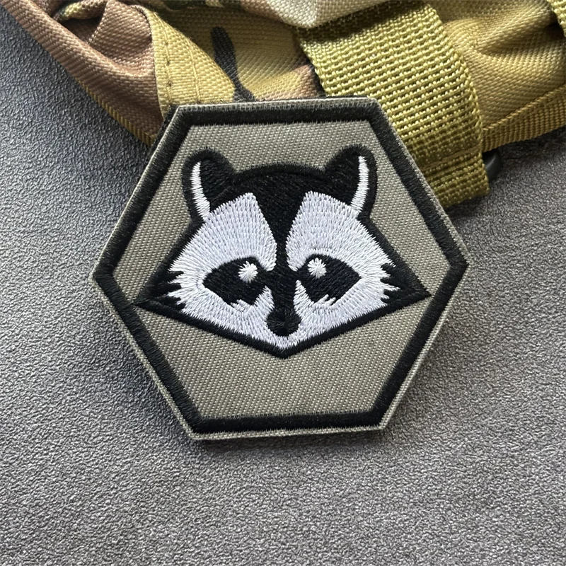 Parche bordado de mapache para ropa, insignias de moral, parches militares tácticos con gancho, pegatinas para mochila - imagen 2
