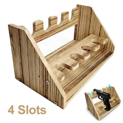 Soporte de Madera para Pistolas con 4 Ranuras, Exhibidor de Armas de Fuego, Soporte para Pistolas