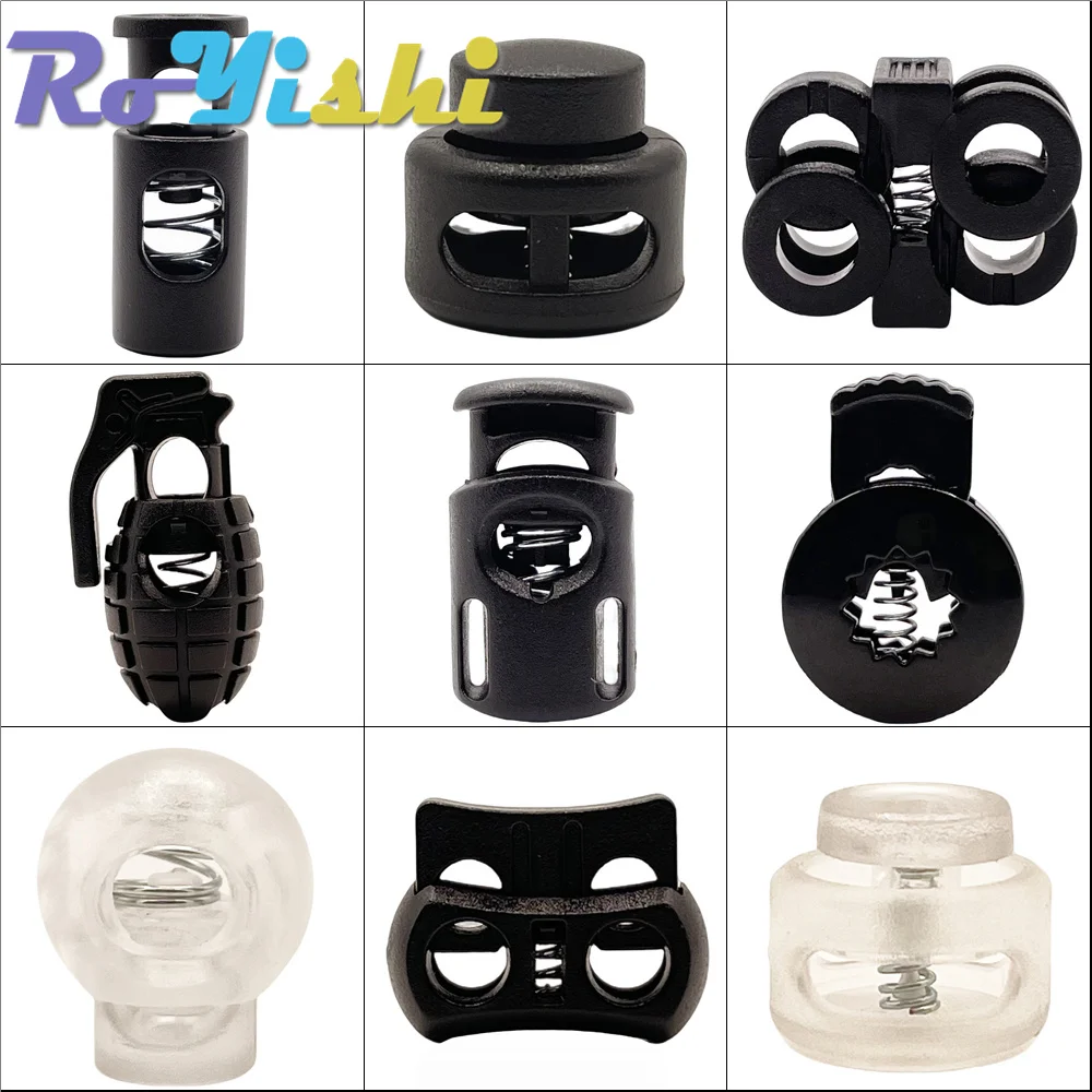 10 unids/pack de bloqueo de cable de orificio simple/doble, tapón de Clip de palanca de plástico negro para bolsas/ropa - imagen 3