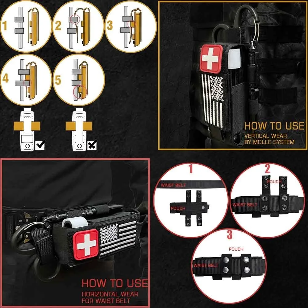 Bolsa de torniquete Molle 1000D mejorada de 2 piezas, fundas de bolsa de torniquete médico táctico, equipo de tiro de caza Airsoft al aire libre - imagen 3