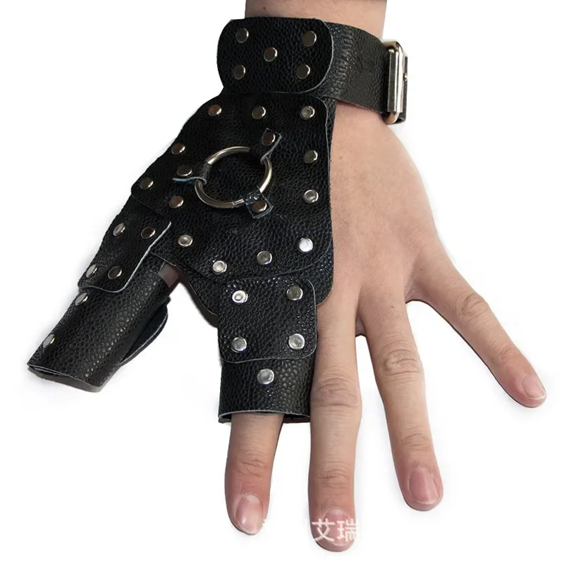 Guantes de cuero para Tirachinas, protección para tiro al aire libre, izquierda y derecha, accesorios de Caza - imagen 4