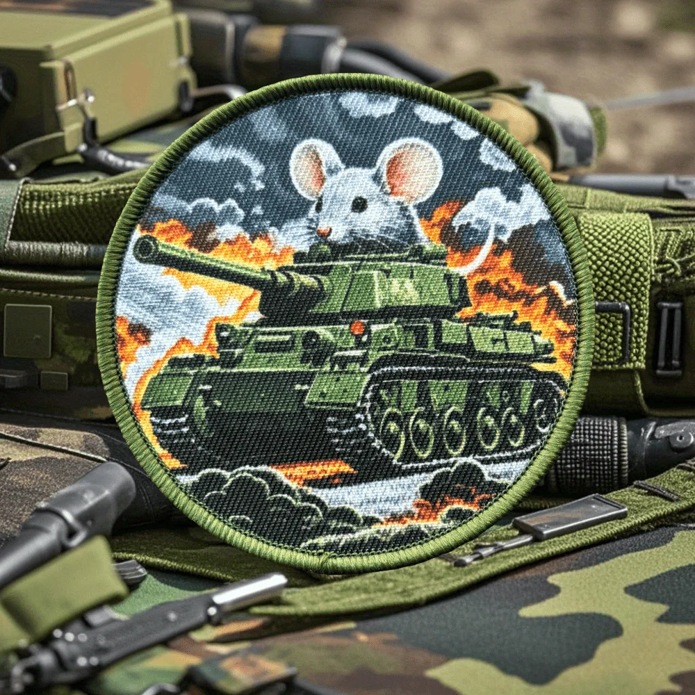 Parche táctico de ratón tanque, parches de gancho y bucle impresos, insignia de moral militar, brazalete, mochila, chaleco, pegatinas - imagen 2