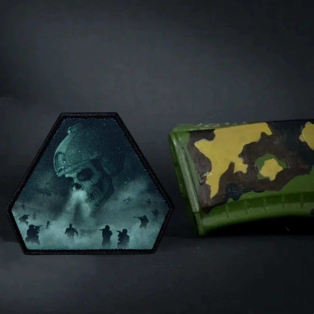 Parche de insignia de moral de calavera táctica, brazalete de Chevron ruso, gancho y bucle, soldado de Calavera, accesorios de mochila al aire libre, pegatinas - imagen 2