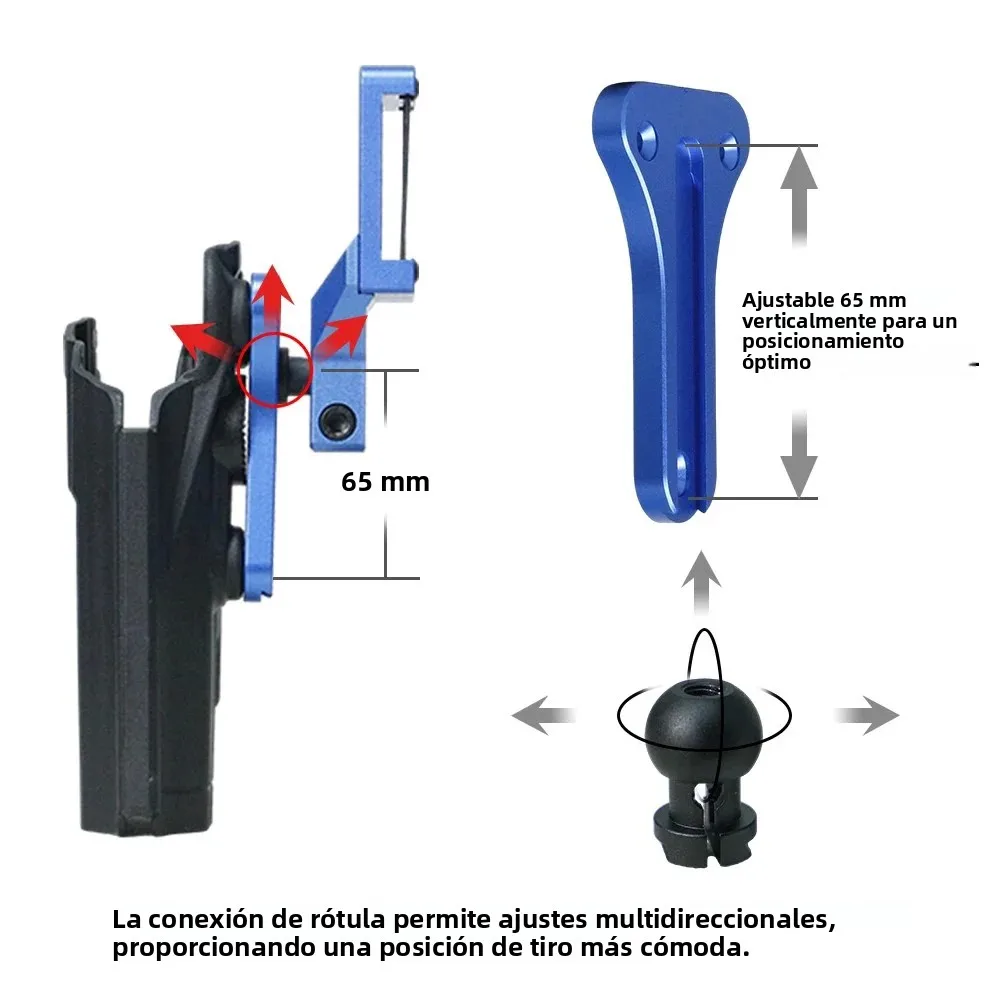 SOETAC IPSC IDPA Funda de pistola ajustable tipo T Kit cerrado universal Equipo de competición de aluminio CNC para tiradores IPSC - imagen 2