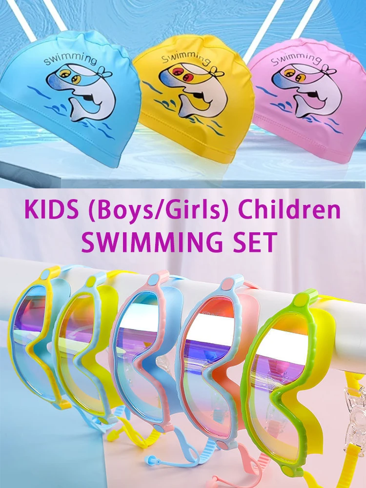 JSJM Gafas de natación para niños y niñas con marco grande y visión HD