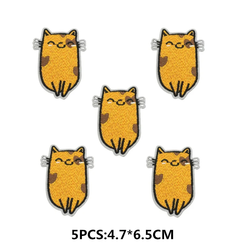 Parche bordado de gato lindo, apliques de arcoíris, parches para planchar en la ropa, insignia de Anime, pegatina para ropa, 5 uds./lote - imagen 2