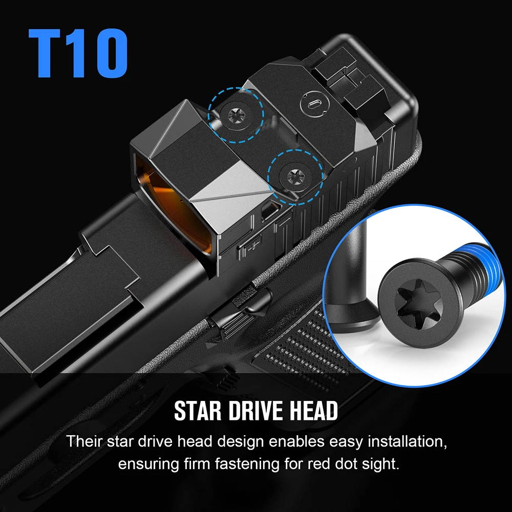 El kit de tornillos de punto rojo de 36 piezas incluye M4 # 6-32 tipos de tornillos con rosca de cabeza Torx T10 para RMR/SRO/Holosun 507C/407C/508T/407K/507K/EPS - imagen 5