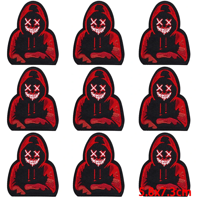 Parche bordado Punk Hip Hop, parches termoadhesivos para planchar en la ropa, parche de calavera para ropa, 10 unidades por lote - imagen 2