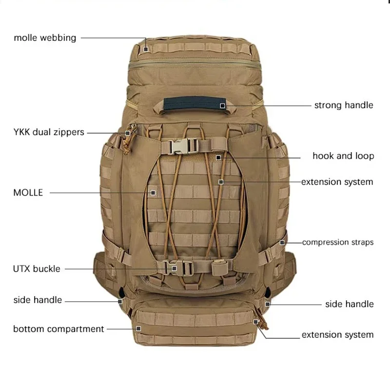 YAKEDA 90L bolsa táctica bolsa de montañismo impermeable a prueba de polvo transpirable aventura al aire libre viaje mochila táctica - imagen 2