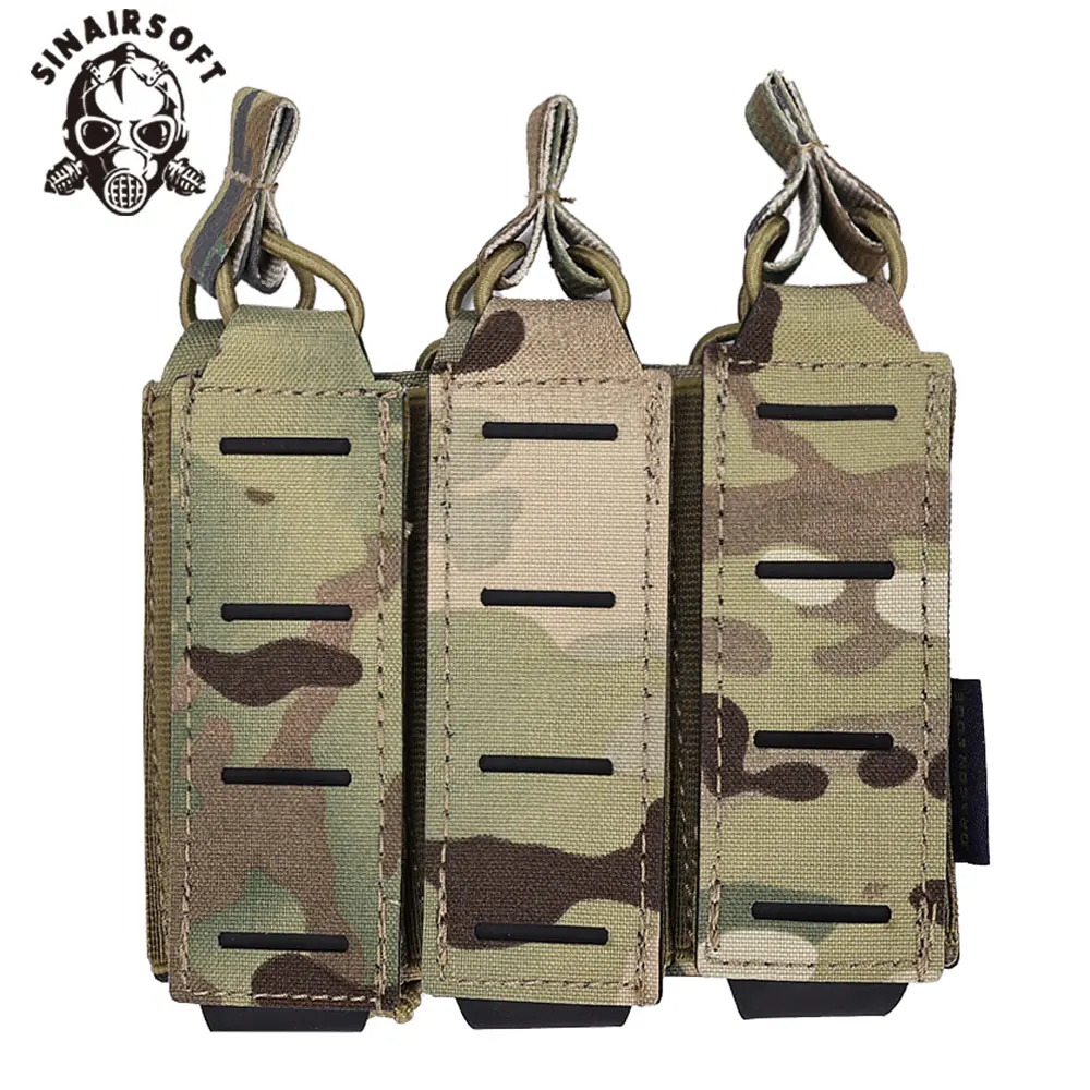 SINAIRSOFT Bolsa táctica para revistas LSR de 9 mm Triple Mag Carrier Molle Bolsa cortada con láser - imagen 3