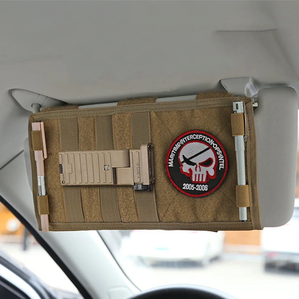 Panel organizador de visera solar para vehículo táctico, bolsa de almacenamiento de artículos diversos para coche de doble cara, bolsillo para herramientas de utilidad EDC - imagen 2