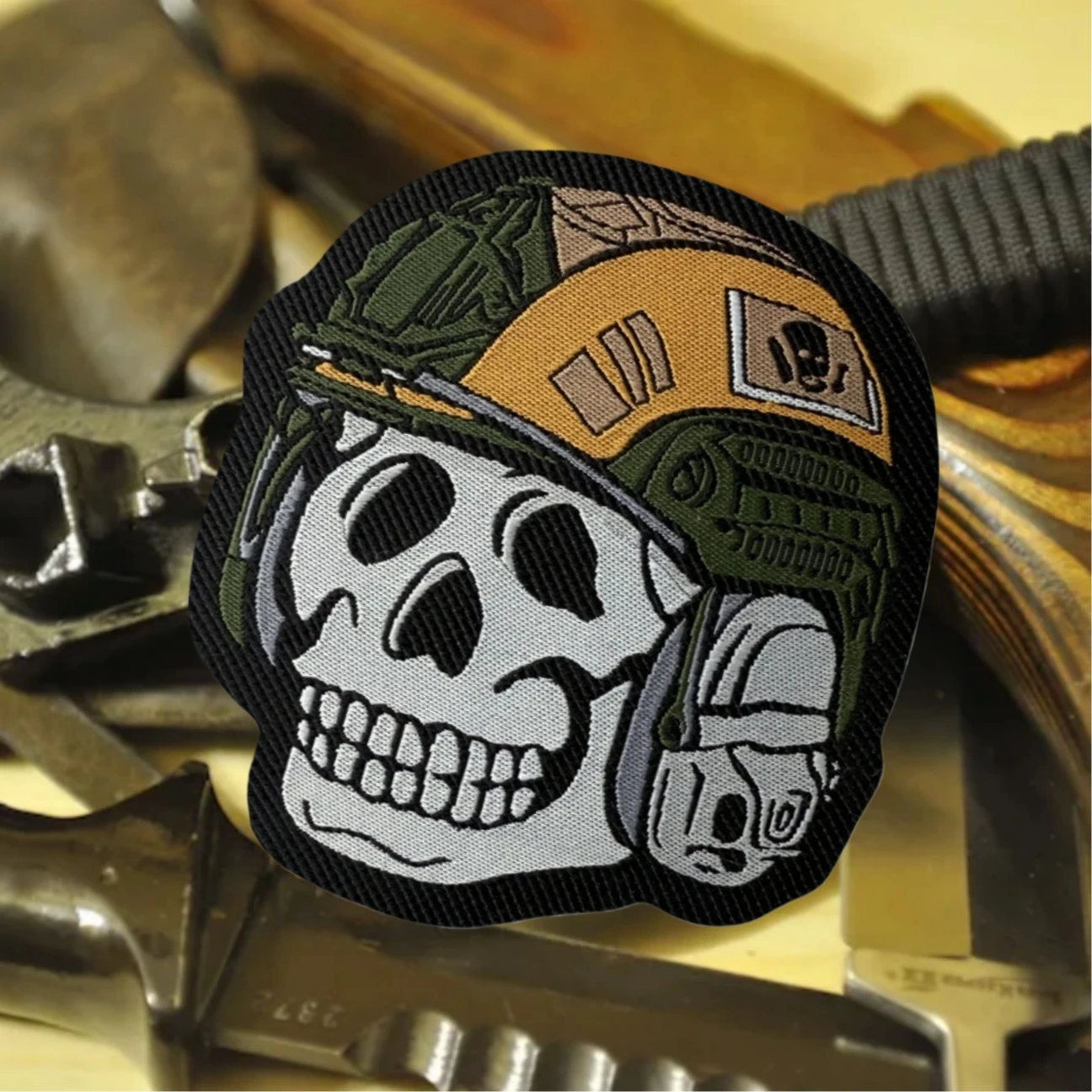 Parche táctico de moral de operador de esqueleto, brazalete militar personalizado, parches tejidos de gancho y bucle para ropa, pegatina para mochila - imagen 4