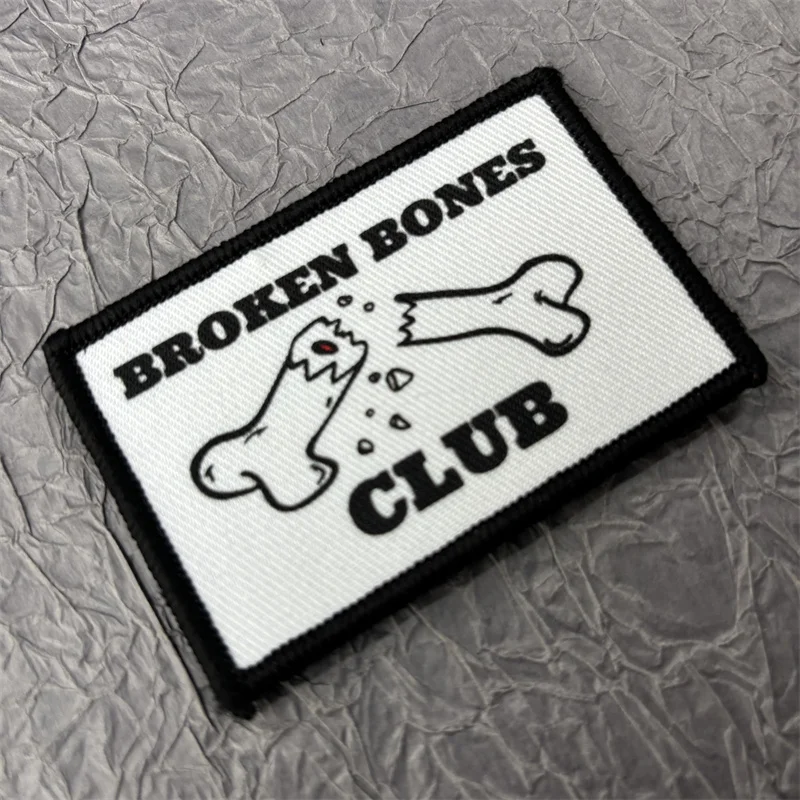 Parche de insignias de moral táctica del Club de huesos rotos en la ropa, brazalete impreso, parches militares con gancho y bucle, pegatina para mochila - imagen 5