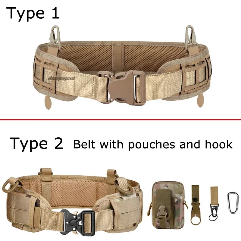 Cinturones tácticos Patrol Molle con forro de malla para disparar, cinturones acolchados Airsoft, juego de guerra CS, accesorios de caza y Paintball - imagen 2