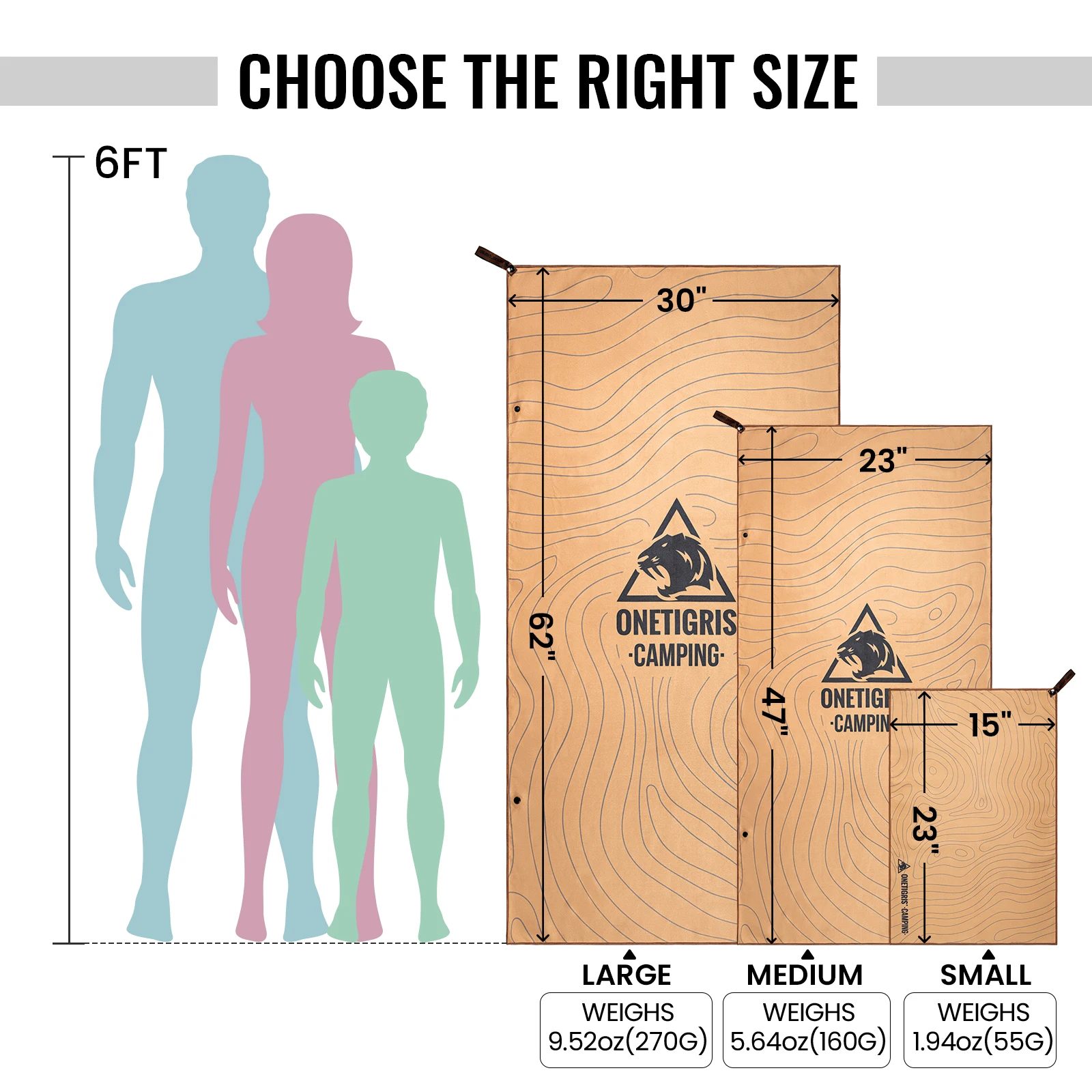 Onetigris toallas de secado rápido súper absorbentes de microfibra para acampar, toalla ultraligera para playa, Camping, Yoga, gimnasio, viajes, deportes, natación - imagen 4