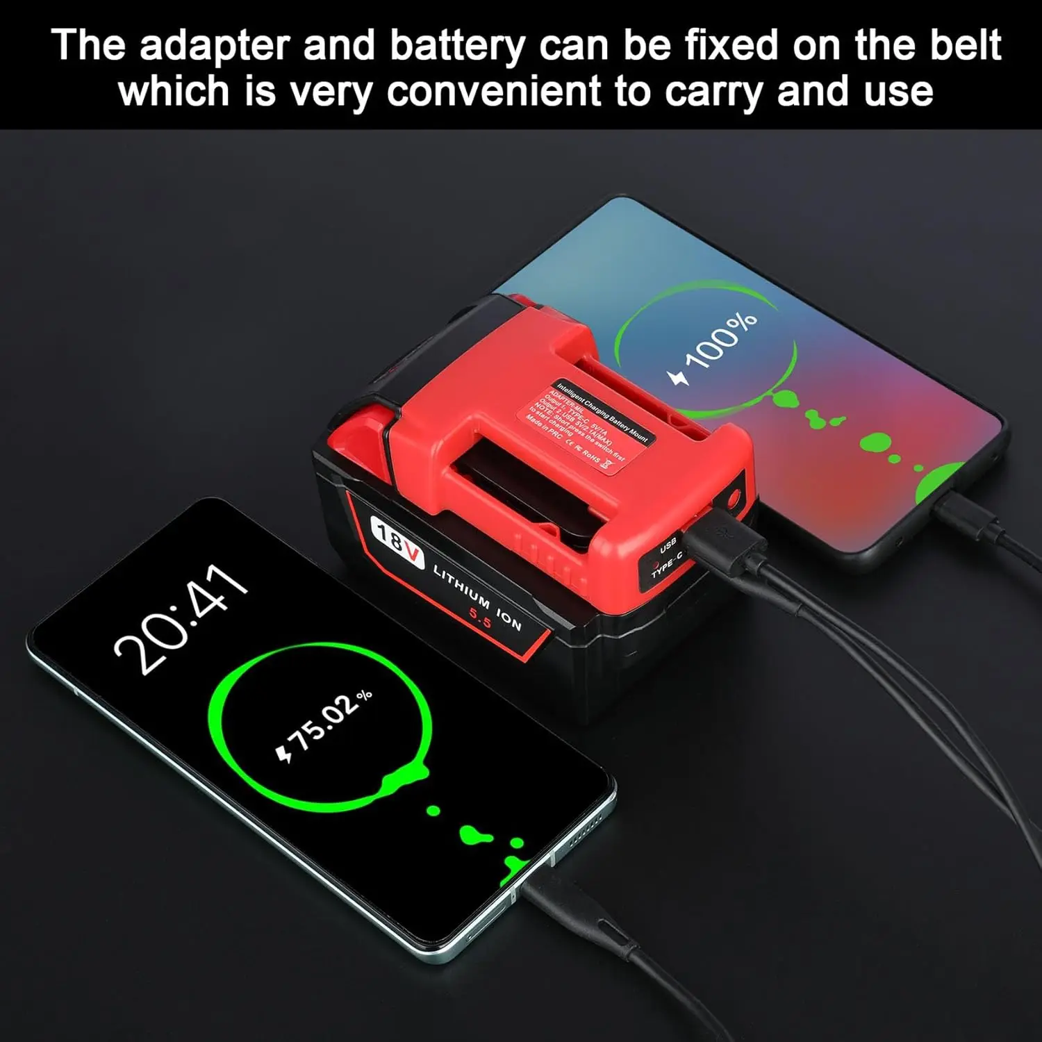 Adaptador batería litio USB-C para Milwaukee, Makita y DeWalt - imagen 4