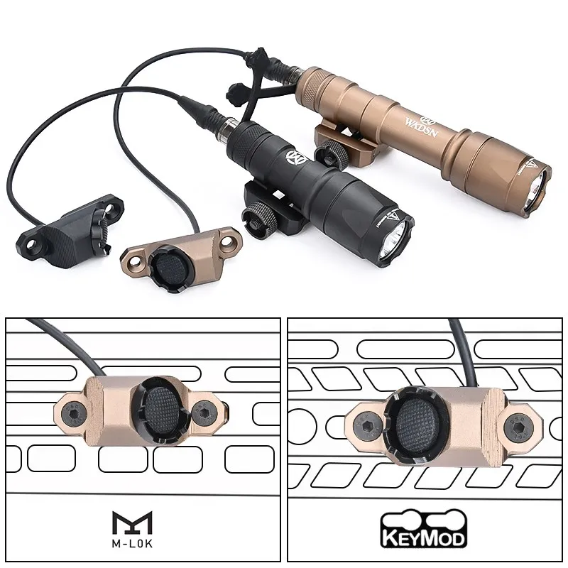 WADSN-linterna táctica M600 M300 para caza, luz LED para arma Airsoft con interruptor de presión de un solo botón, compatible con riel M-Lok Keymod - imagen 4