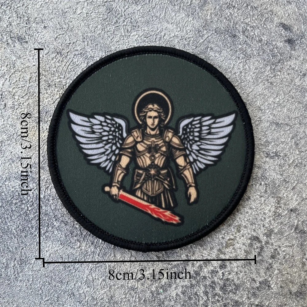 San Miguel me protegendo. Parche de insignia de moral, parches de gancho y bucle impresos tácticos militares para pegatinas de mochila de ropa - imagen 2
