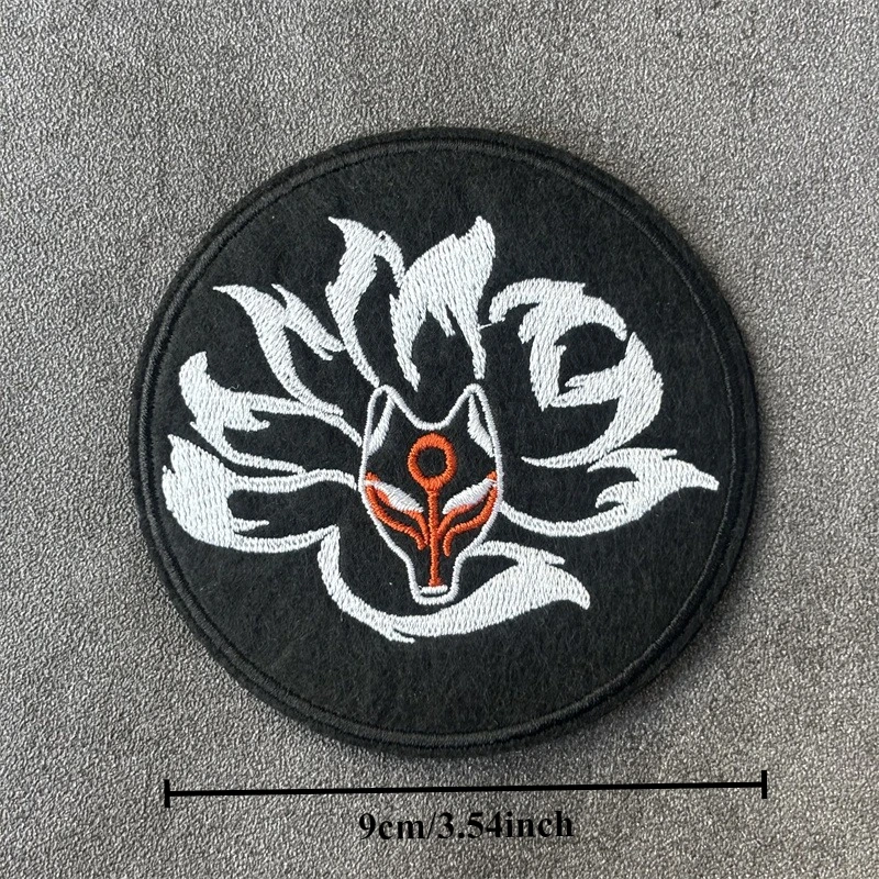 Parche bordado de zorro táctico de nueve colas, insignias de moral de animales militares, parches de bucle de gancho, pegatinas para mochila para ropa - imagen 4