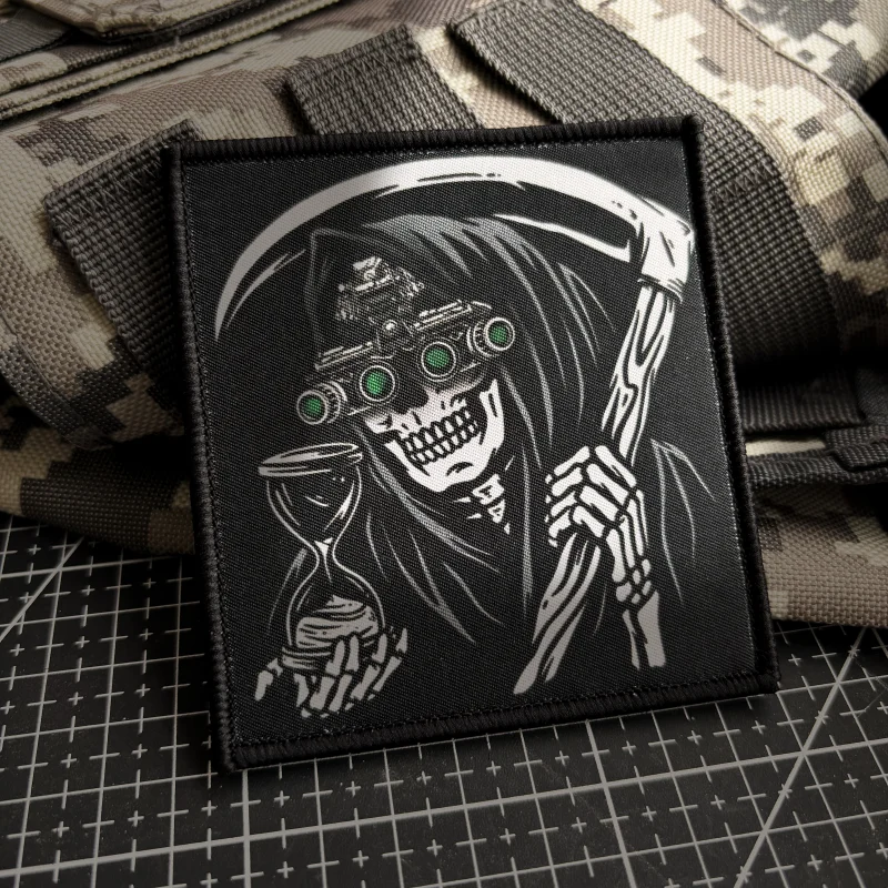 Parche táctico de Cuenta regresiva hasta la muerte, insignia de moral de Calavera, estampado de gancho y bucle, brazalete militar, mochila, pegatina de muerte - imagen 2