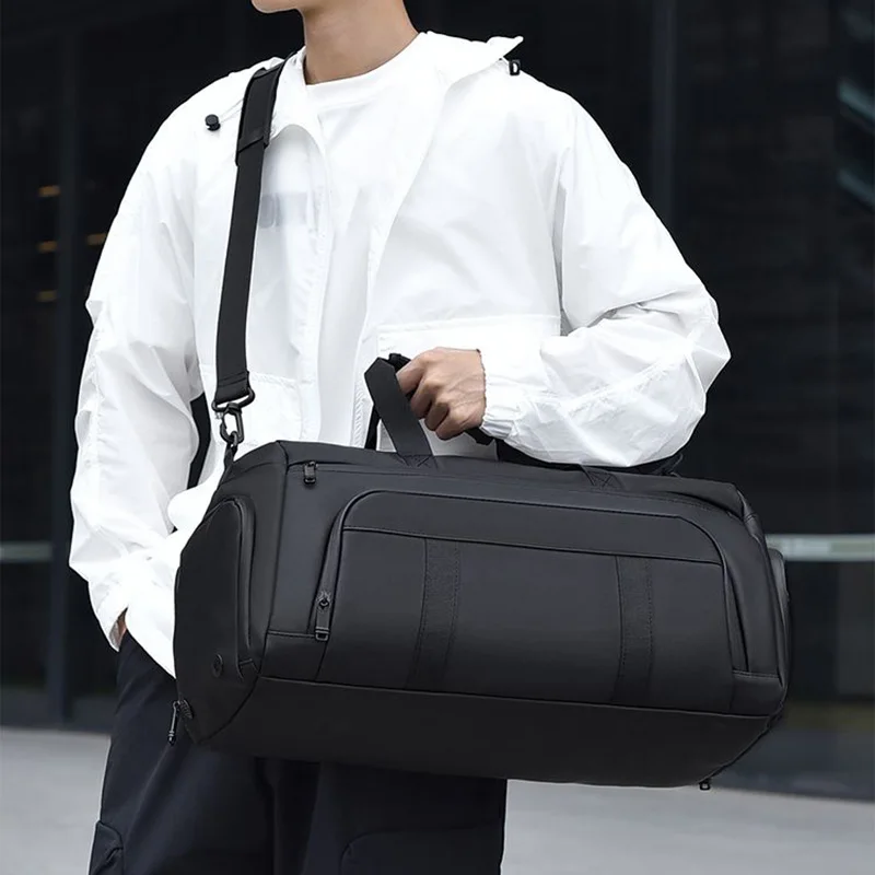 Bolsa de lona para gimnasio, Fitness, Yoga, viaje, bolso seco y húmedo, para acampar al aire libre, senderismo, natación, con paquete de zapatos, bolso de equipaje de fin de semana - imagen 3