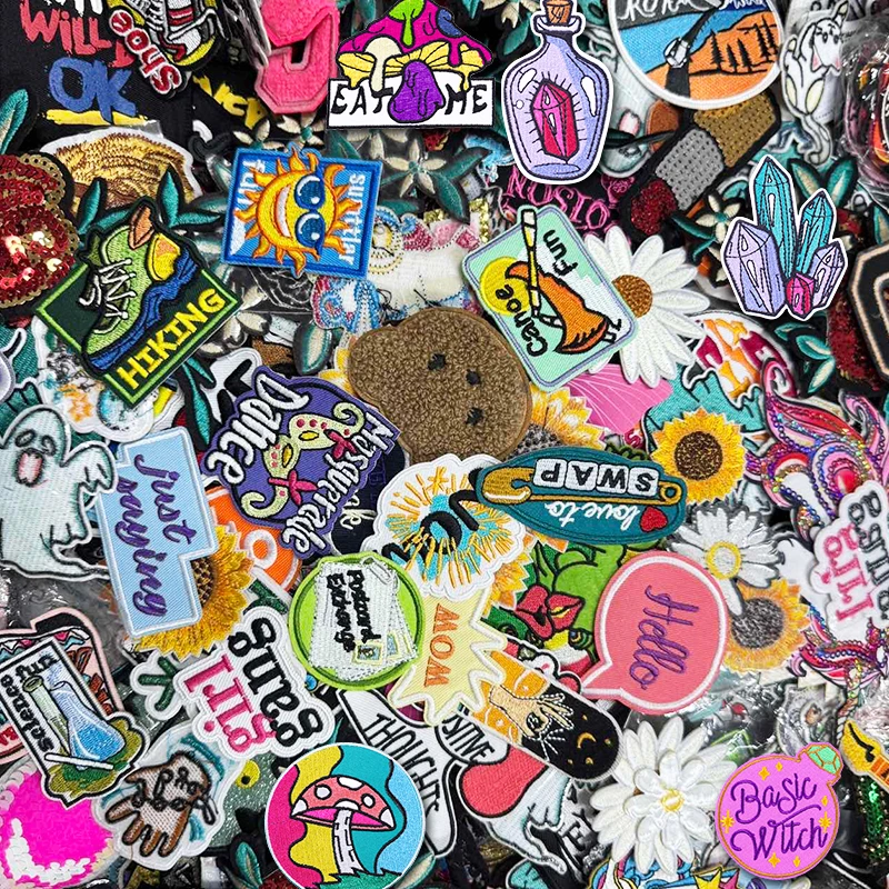 Parche de envío mixto aleatorio de 20 piezas, parches bordados para planchar/costurar, chaquetas, sombreros, pantalones vaqueros, parches para planchar DIY para pegatinas de ropa - imagen 4