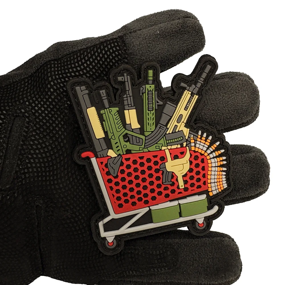 Insignia de moral de munición de ametralladora táctica, parche militar, parches de gancho y bucle de PVC 3D, brazalete, ropa, pegatina para mochila - imagen 3