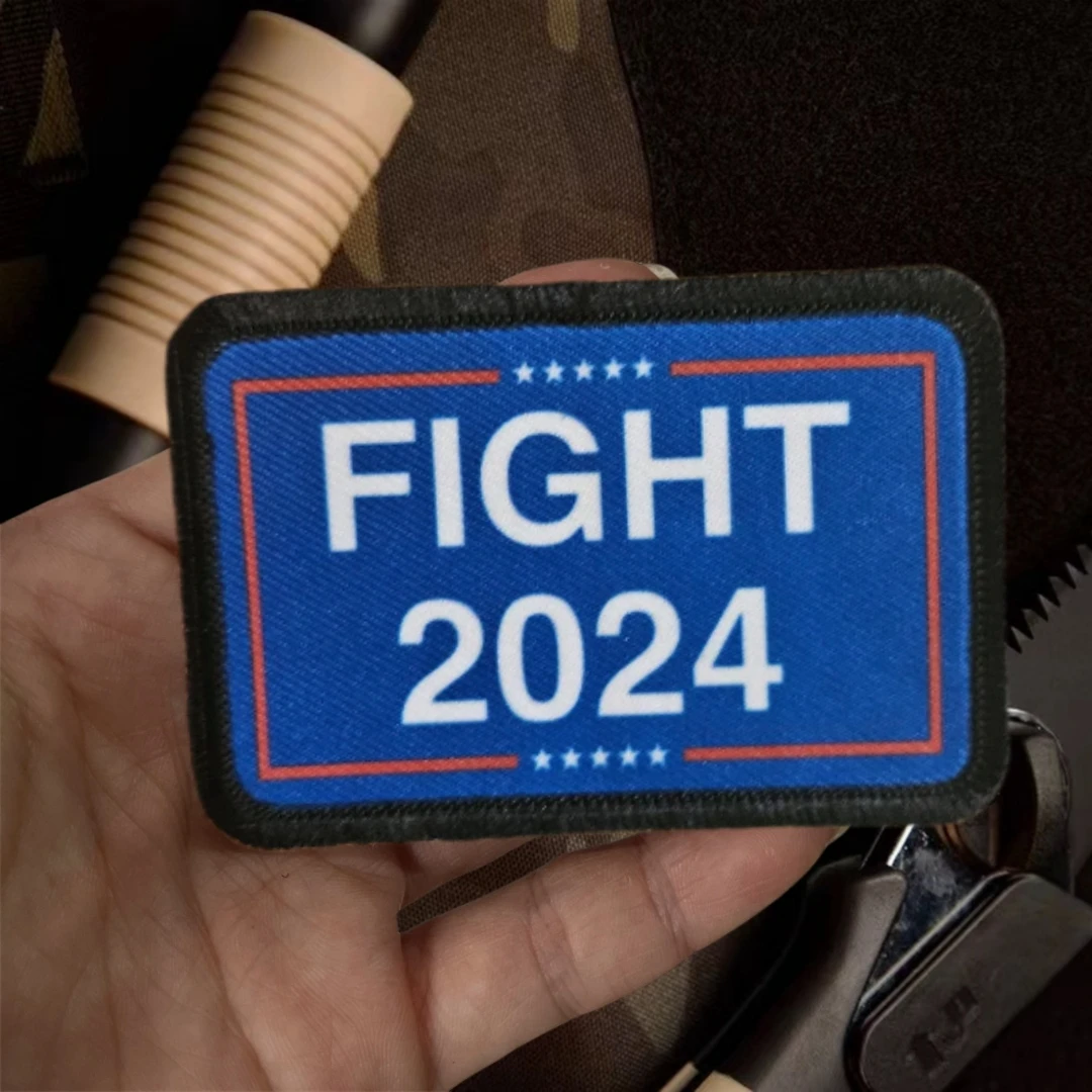 Insignia impresa de la bandera de Trump 2024, Miss ME FIGHT 2024, parches de moral, brazalete táctico, pegatinas de gancho y bucle para mochila - imagen 3