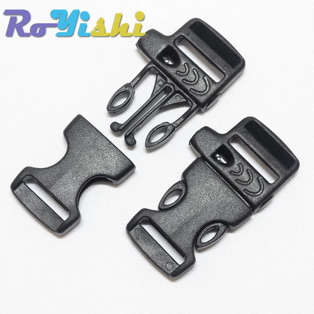 10 unids/pack 5/8 "(15mm) hebillas de silbato de liberación lateral de emergencia para pulsera de Paracord negro - imagen 4