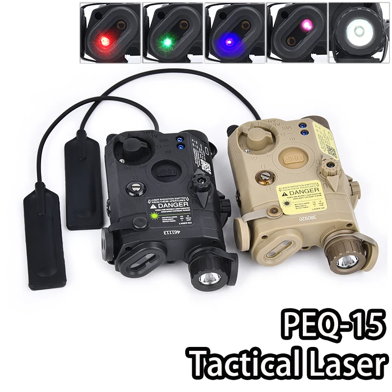 Táctico Airsoft AN/VHP PEQ-15 PEQ15 LA5C rojo verde azul punto IR luz de relleno láser indicador blanco LED estroboscópico Scout linterna PEQ - imagen 3