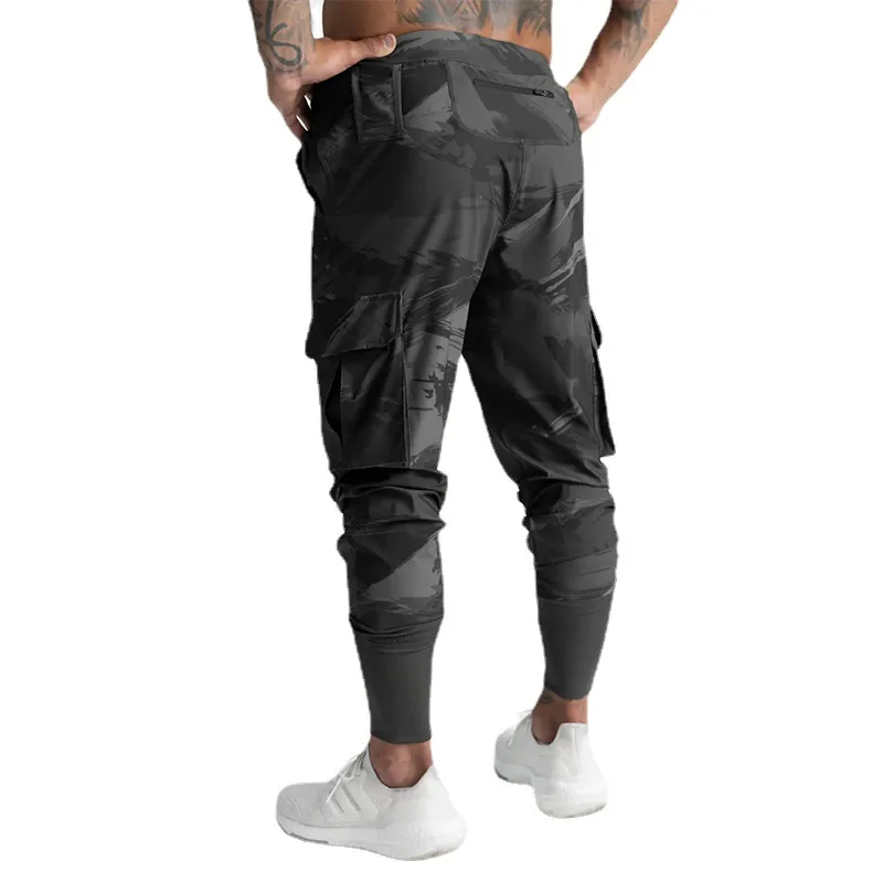 Pantalones deportivos de secado rápido de tubo recto para hombre, múltiples bolsillos, Leggings casuales ajustados, pantalones para correr al aire libre, Verano - imagen 4