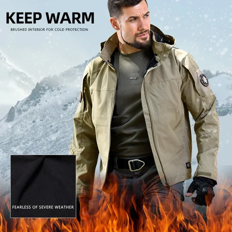 -15 ° F Chaquetas de lana tácticas de invierno, abrigo de combate con capucha, ropa de camuflaje estadounidense para hombres, cortavientos para acampar, senderismo, ropa para acampar, Tops - imagen 4