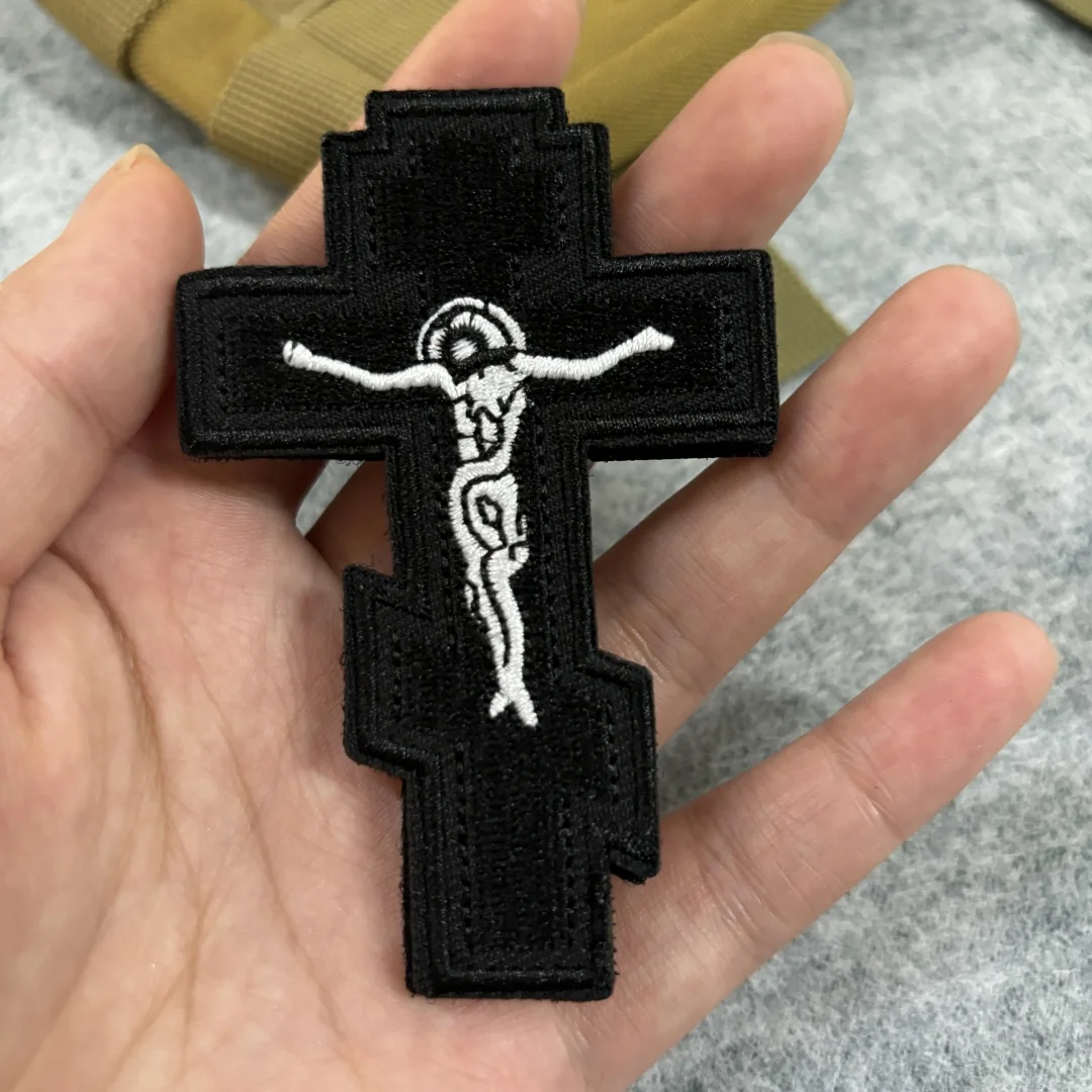 Parche moral bordado cruz de Jesús – Táctico militar con velcro - imagen 4