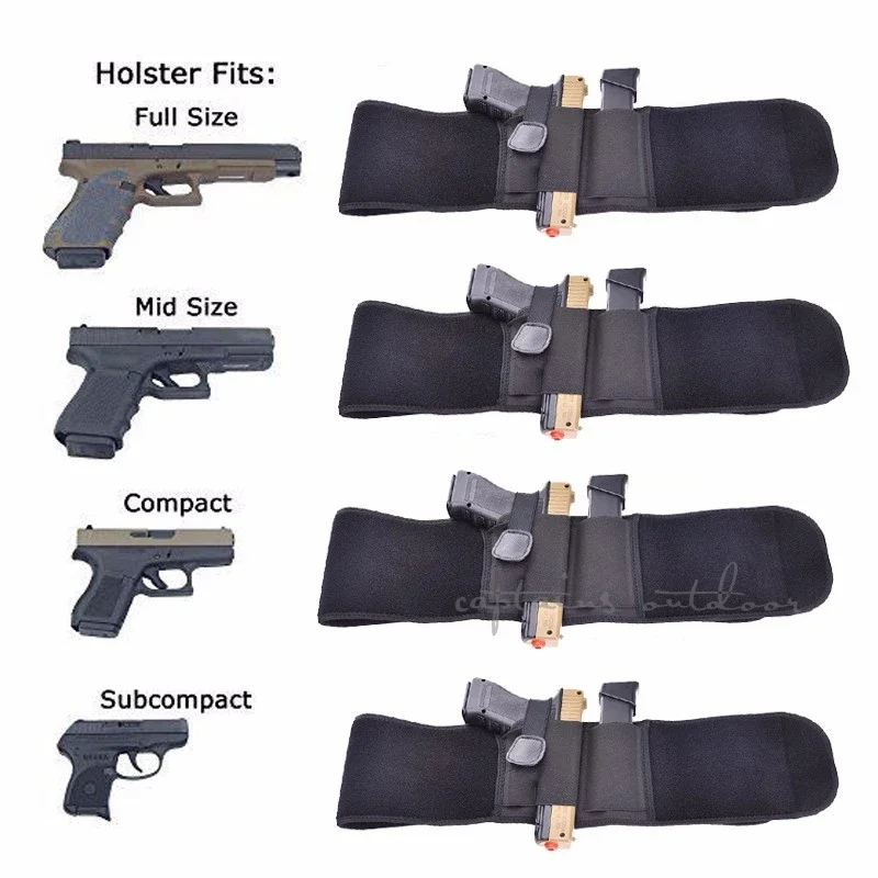 Funda táctica para pistola con banda para el vientre, mano derecha o izquierda, oculta, bolsa para pistola al aire libre, fundas para cinturón de caza y tiro Airsoft - imagen 2