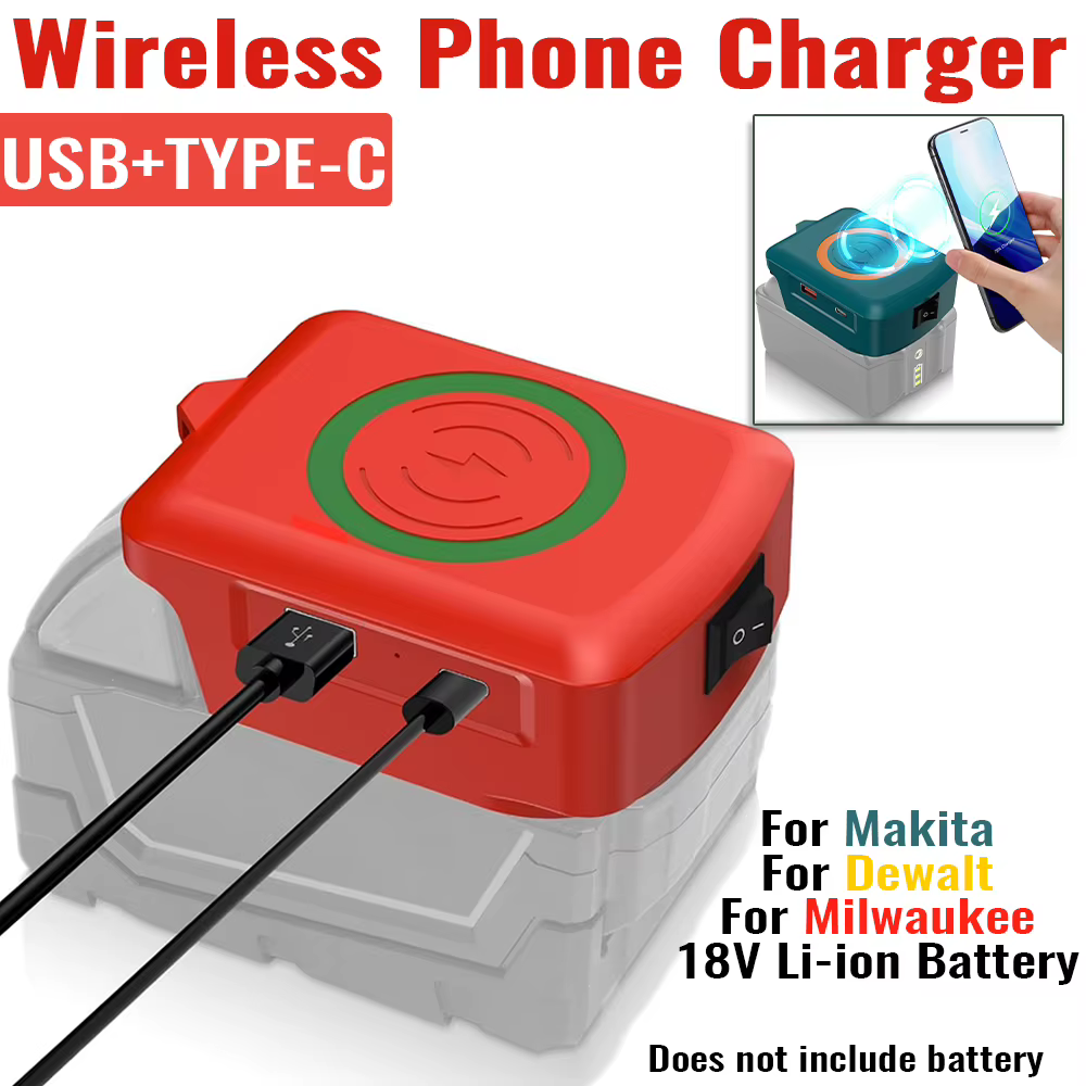 Cargador USB-C para batería Li-ion adaptador Makita Dewalt Milwaukee - imagen 2