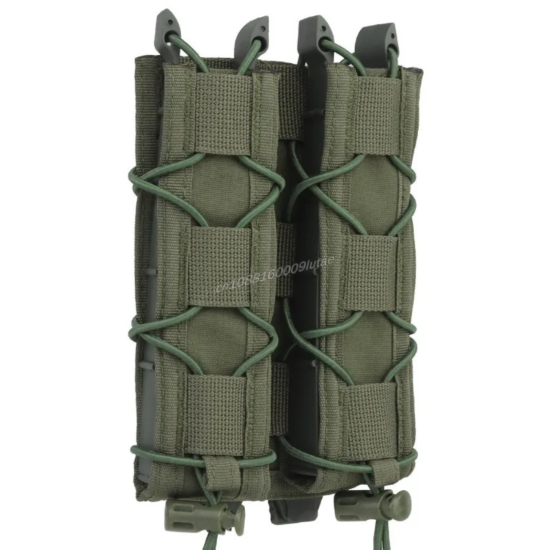 Bolsa para revistas de 9mm/45acp de largo extendido, chaleco táctico MOLLE, bolsa doble MAG MP5 MP7 MP9, pistola Airsoft, portador de linterna - imagen 3