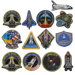 Parches de bucle de gancho bordado con insignia espacial, sombrero militar de astronauta, mochila de tela, brazalete, pegatinas, apliques, parches para ropa