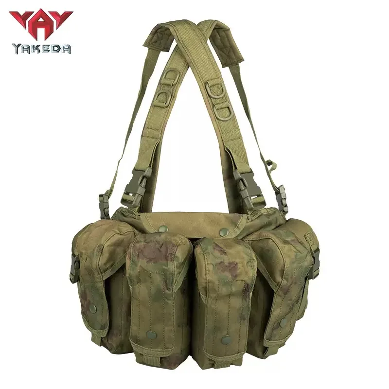 Yakeda 4 bolsas dobles Mag y 2 bolsas utilitarios Equipo de pecho táctico con bolsa para revistas